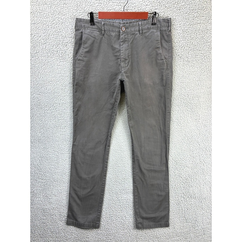 Peter England Super Slim Fit Chino Pants Mens 35 Gray Casual Trousers Work Smart